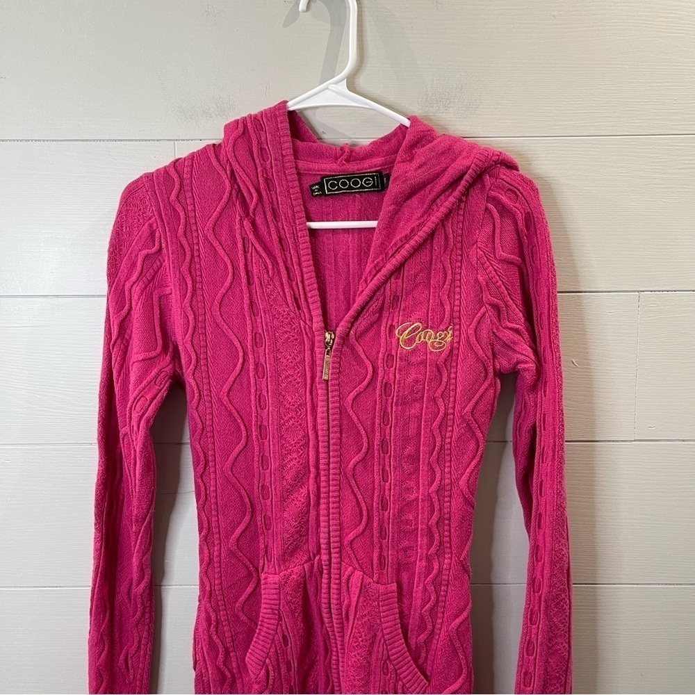 Coogi | RARE! Vintage Pink Long Lined Zip Up Sweater Size Medium - Picture 2 of 10